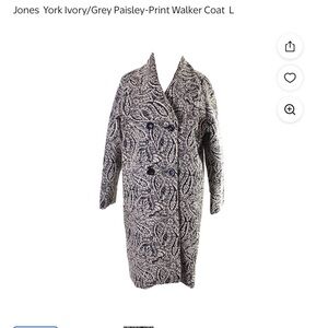 Jones NewYork Jones New York Ivory/grey Paisley Print Coat